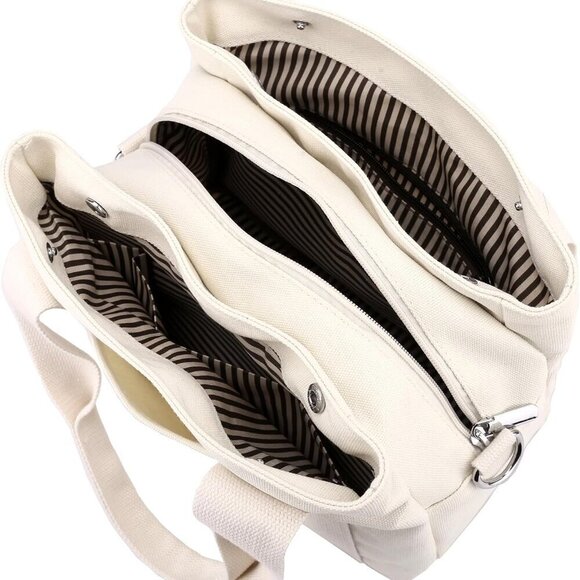 Handbags - Canvas Crossbody Bag Women Small Multi Compartment Tote Purse for Daily Use
